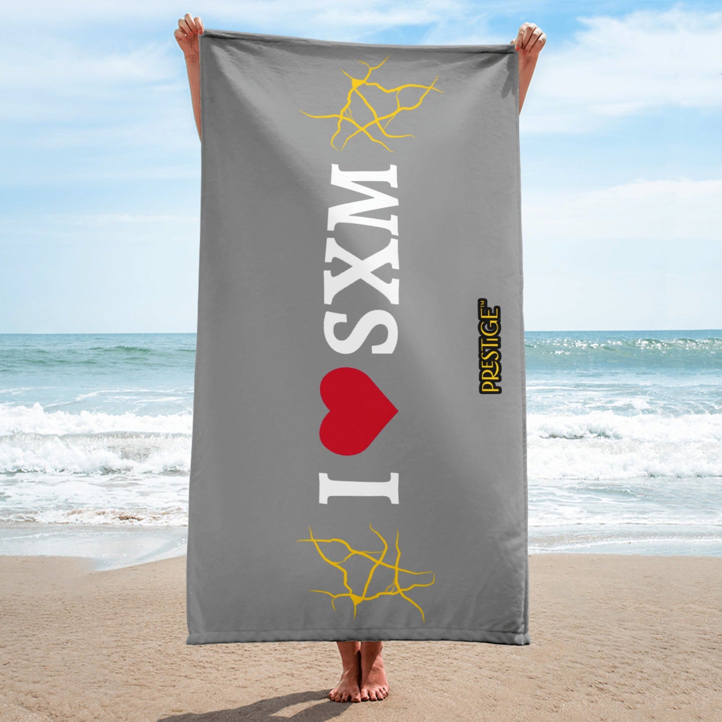 Serviette Prestige™ LOVE SXM Gris Claire et Or - Prestige SXM