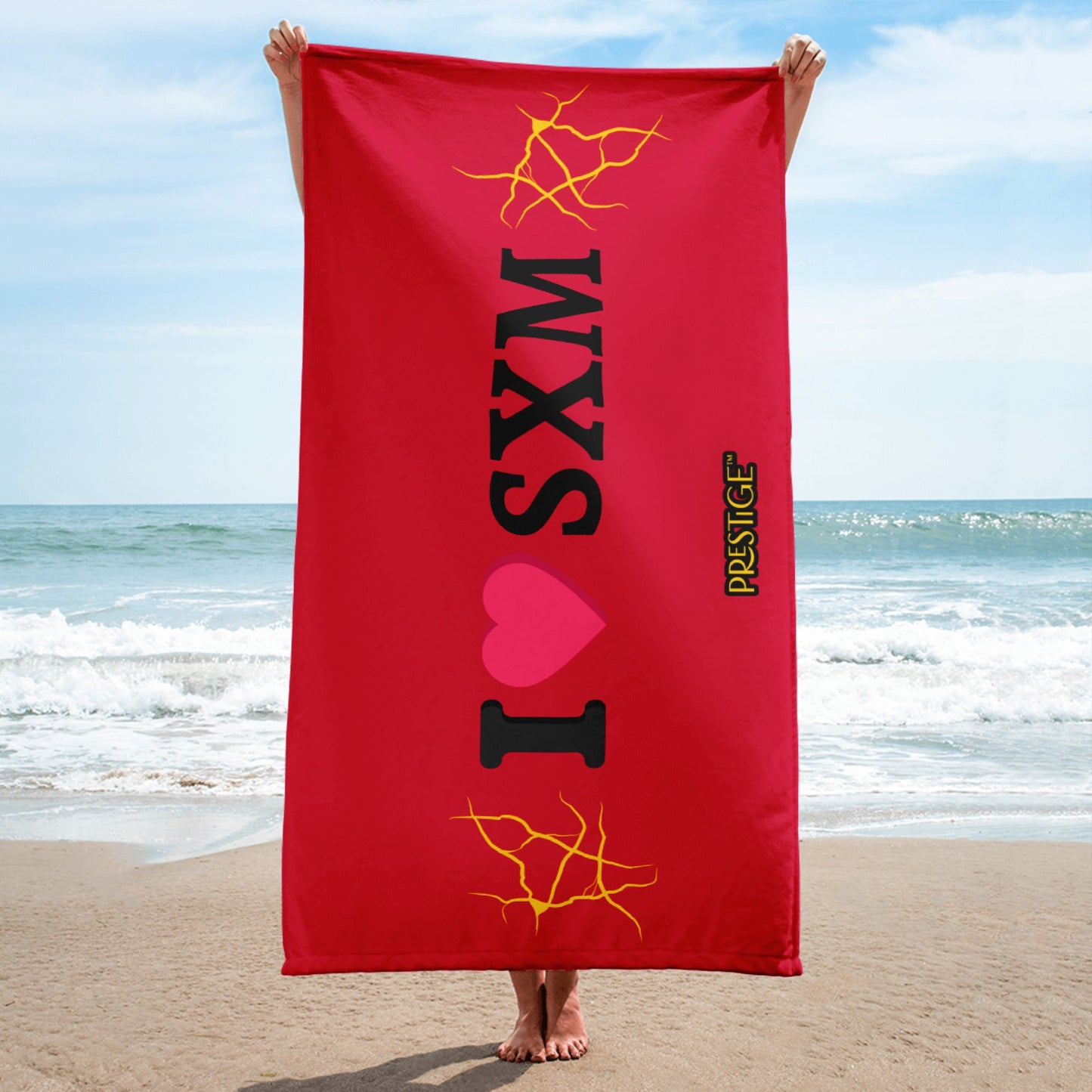 Serviette Prestige™ LOVE SXM Rouge Carmine et Or - Prestige SXM