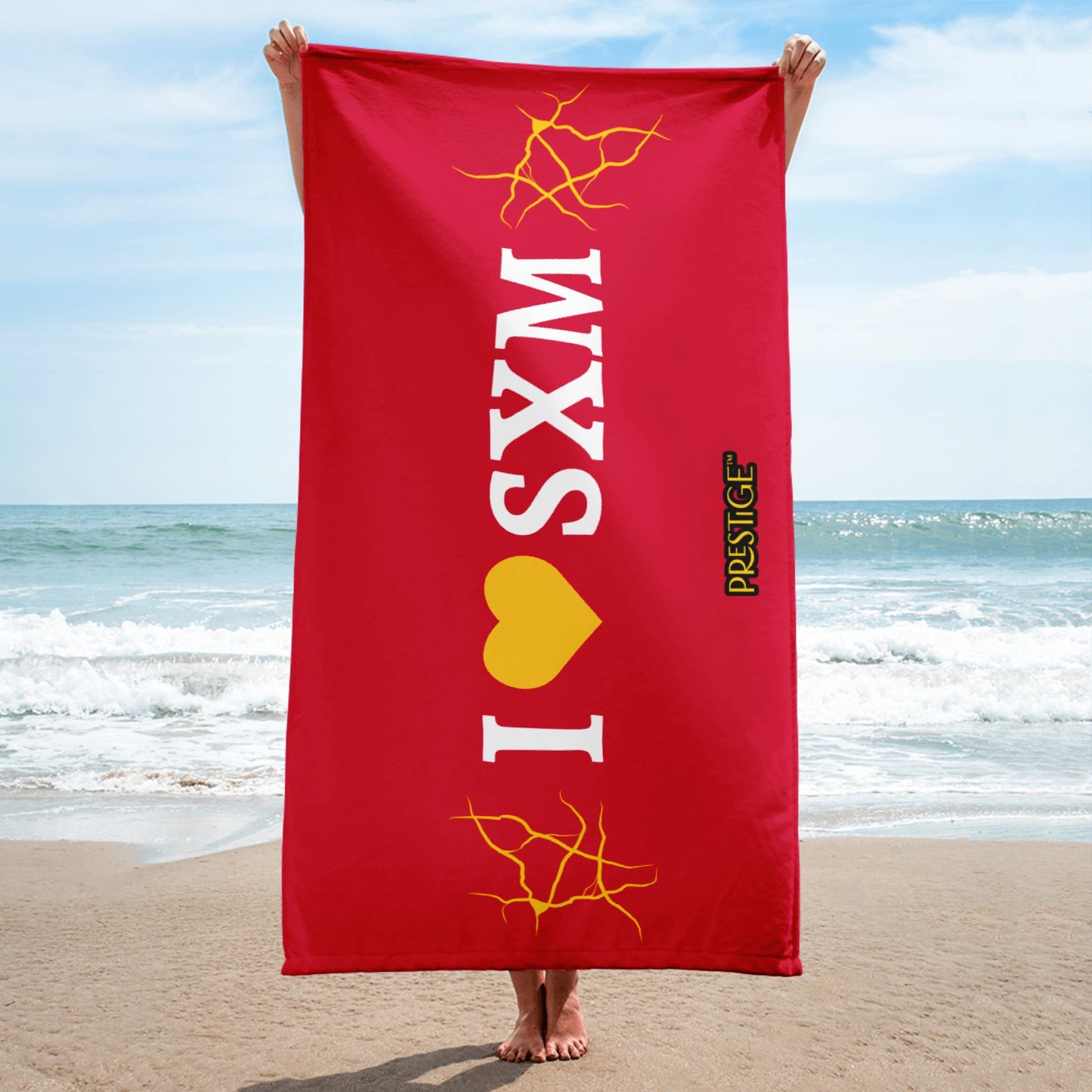 Serviette Prestige™ LOVE SXM Rouge et Coeur d'Or - Prestige SXM