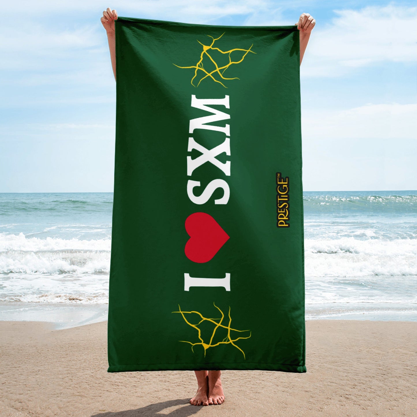 Serviette Prestige™ LOVE SXM Vert Forêt et Or - Prestige SXM