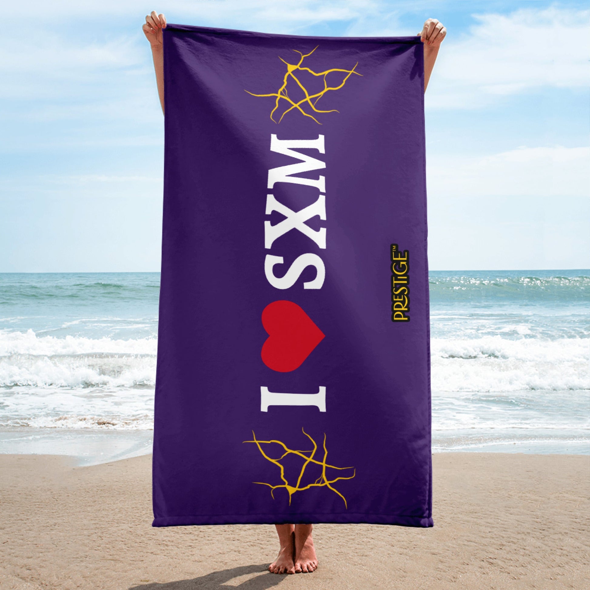 Serviette Prestige™ LOVE SXM Violet et Or - Prestige SXM