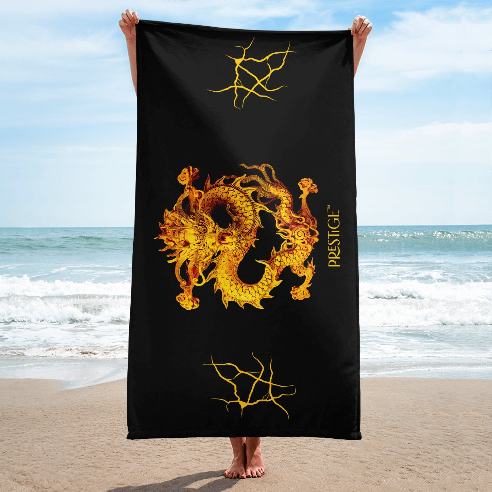 Serviette Prestige™ Noir et Or Dragon - Prestige SXM