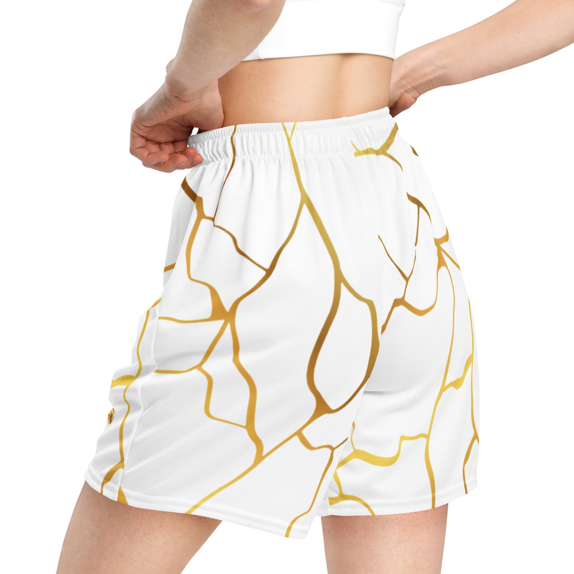 Short en maille unisexe Prestige™ Blanc & Or - Prestige SXM