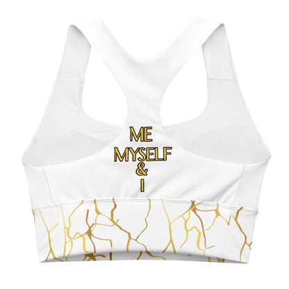 Soutien - gorge de sport longiligne Prestige™ Blanc et Or semi Filament "ME MYSELF & I" - Prestige SXM