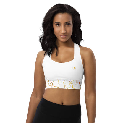 Soutien - gorge de sport longiligne Prestige™ Blanc et Or semi Filament "ME MYSELF & I" - Prestige SXM