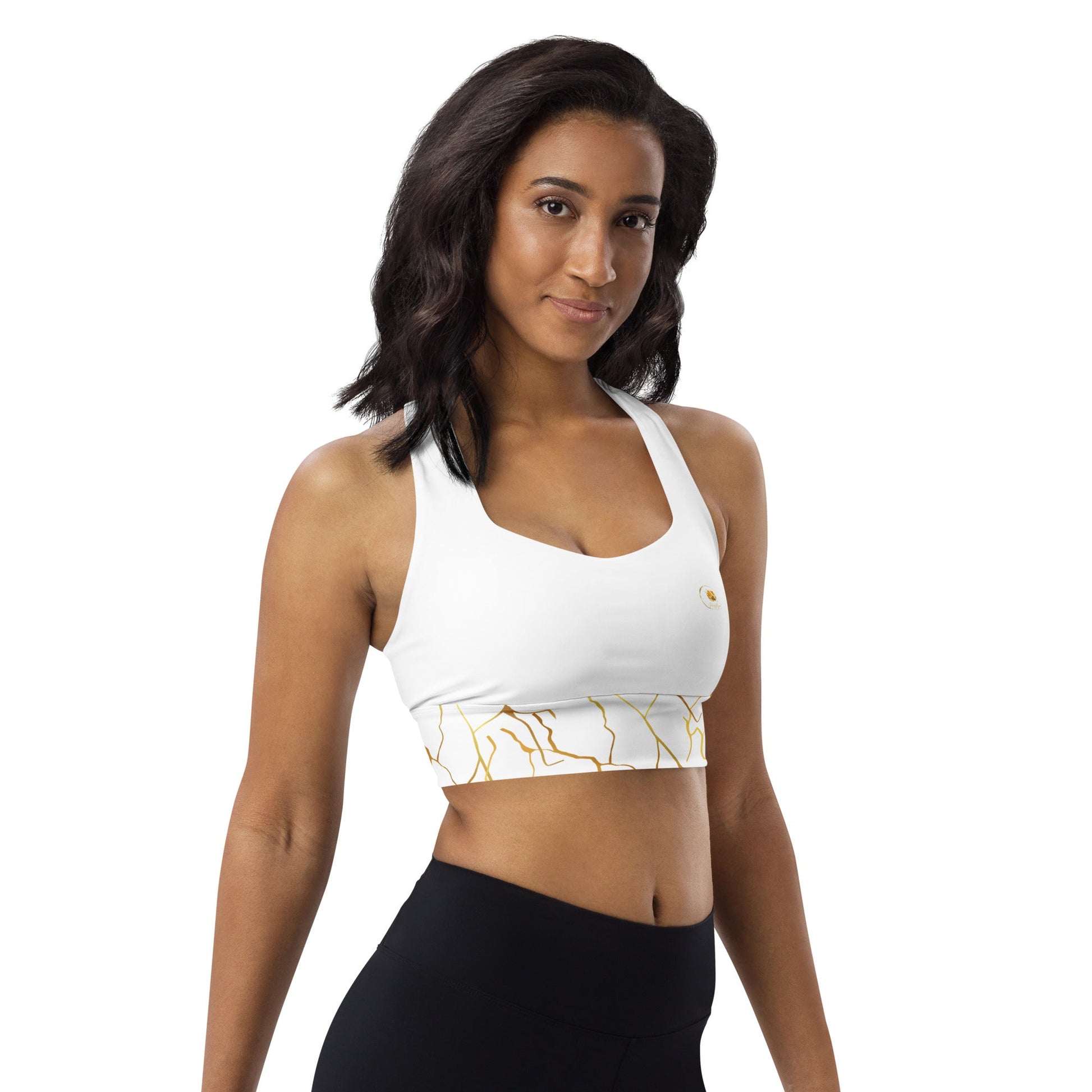 Soutien - gorge de sport longiligne Prestige™ Blanc et Or semi Filament "ME MYSELF & I" - Prestige SXM