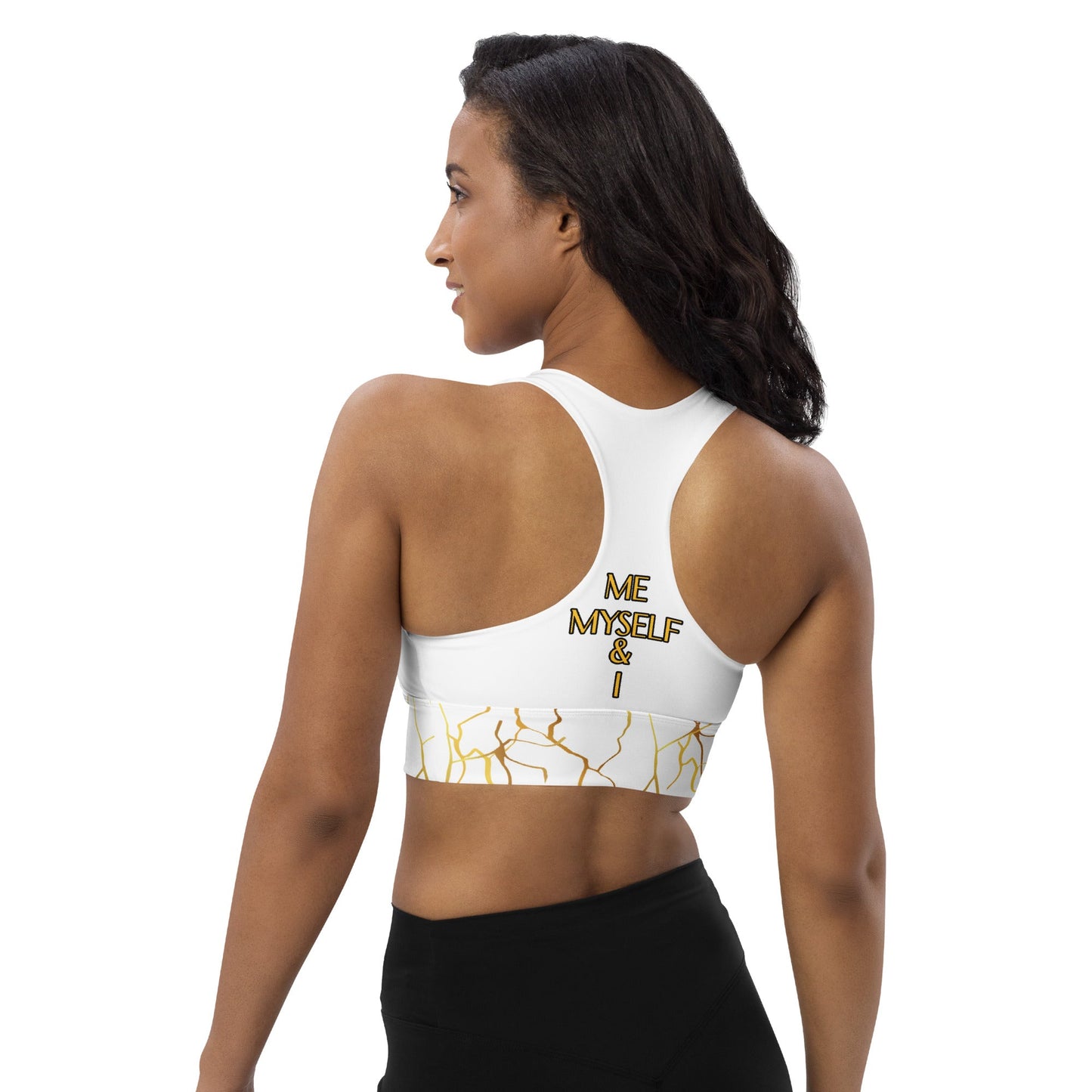 Soutien - gorge de sport longiligne Prestige™ Blanc et Or semi Filament "ME MYSELF & I" - Prestige SXM