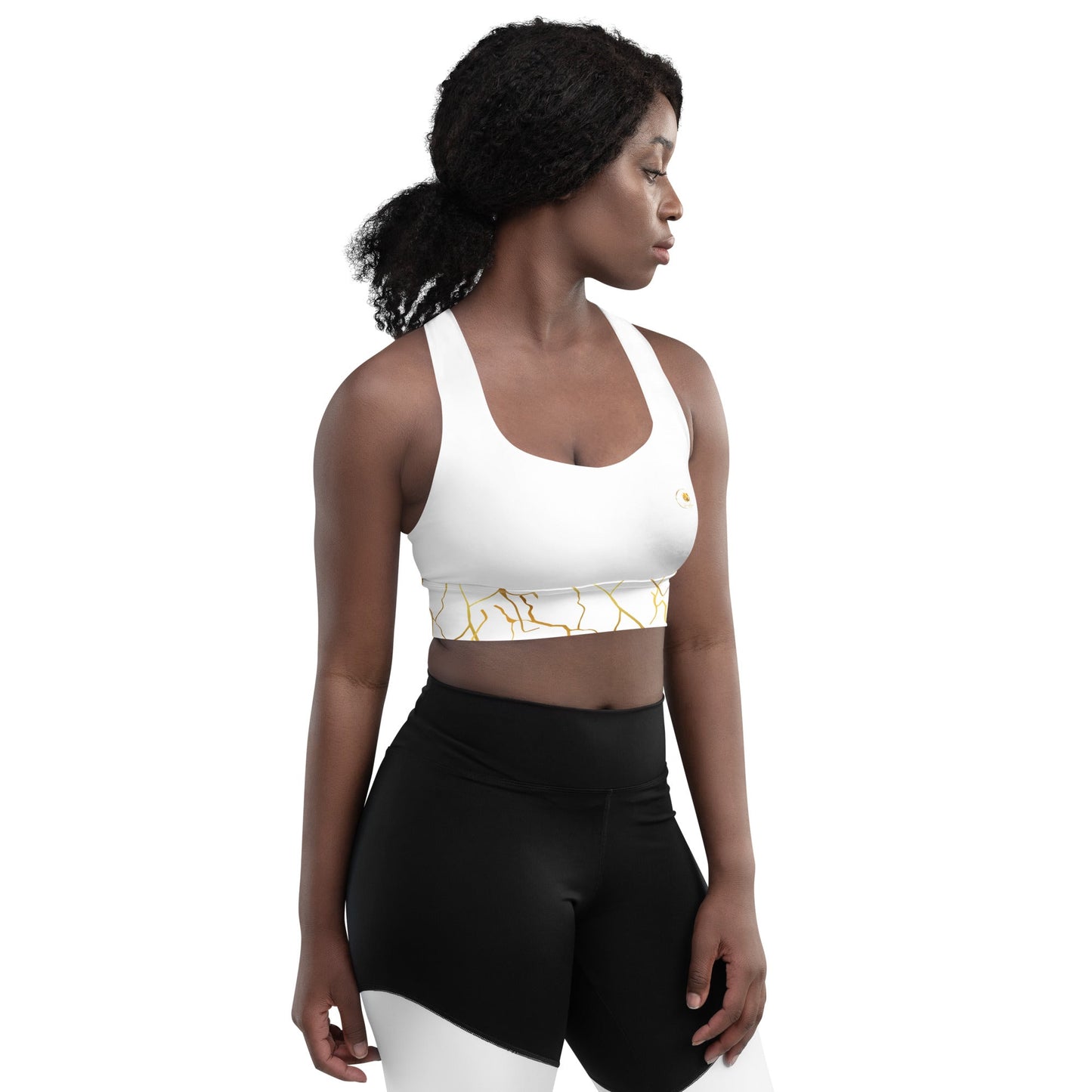 Soutien - gorge de sport longiligne Prestige™ Blanc et Or semi Filament "ME MYSELF & I" - Prestige SXM