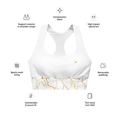 Soutien - gorge de sport longiligne Prestige™ Blanc et Or semi Filament "ME MYSELF & I" - Prestige SXM