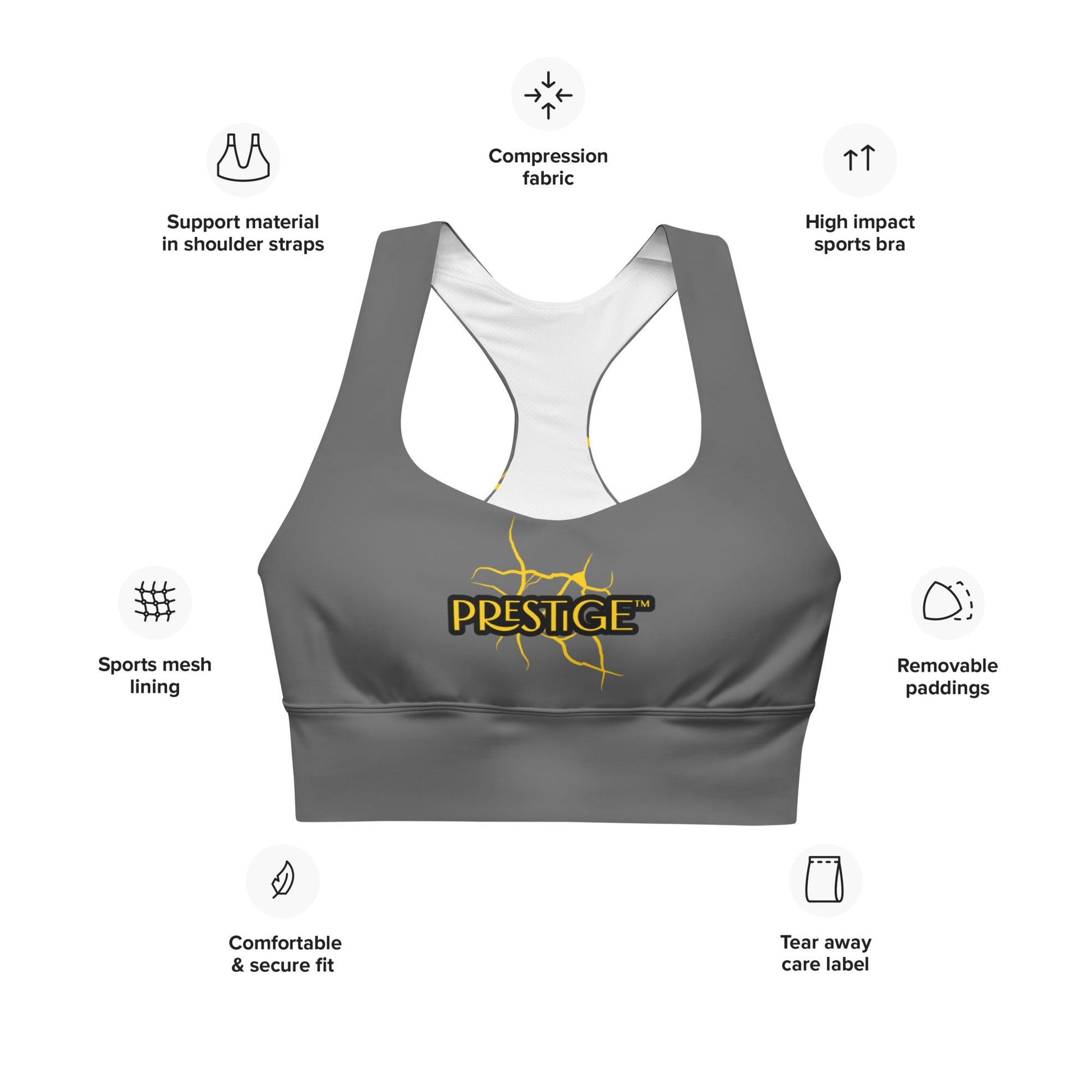 Soutien - gorge de sport longiligne Prestige™ "NEXT GEN" Silver et Or - Prestige SXM