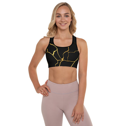 Soutien - gorge de sport Prestige™ rembourré Noir et Or Filament - Prestige SXM