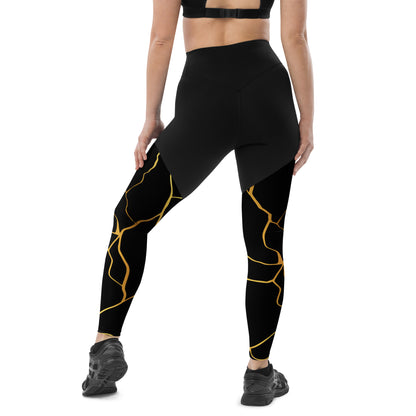 Prestige™ Black & Gold Sports & Fitness Leggings