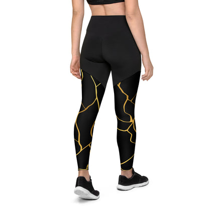 Prestige™ Black & Gold Sports & Fitness Leggings