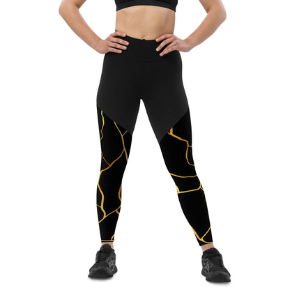 Prestige™ Black & Gold Sports & Fitness Leggings