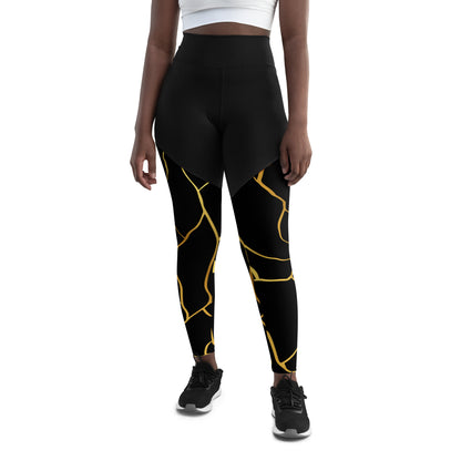 Prestige™ Black & Gold Sports & Fitness Leggings