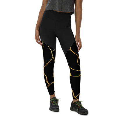 Prestige™ Black & Gold Sports & Fitness Leggings