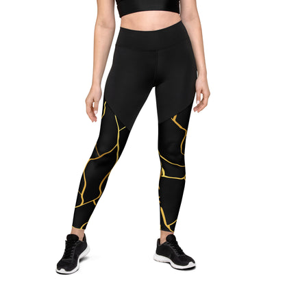 Prestige™ Black & Gold Sports & Fitness Leggings