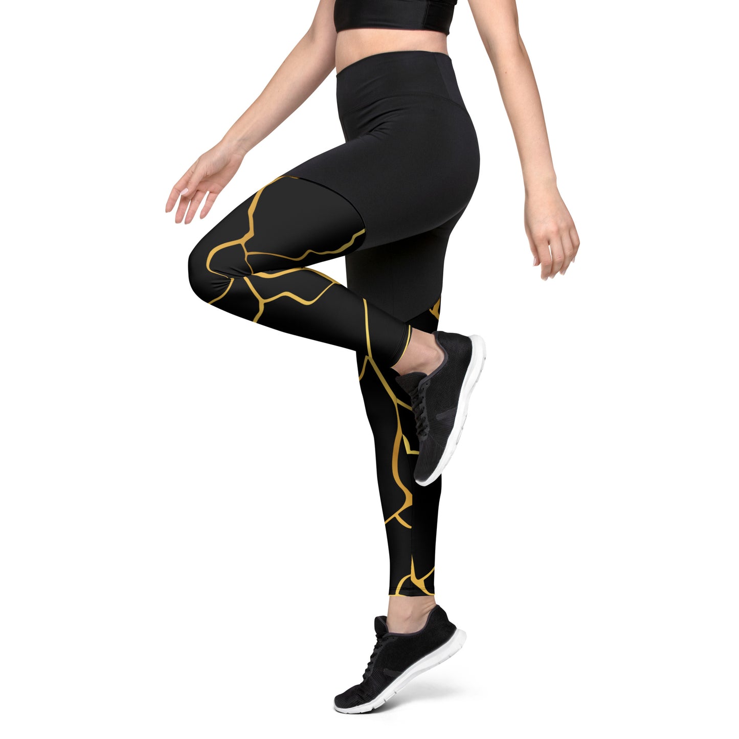 Prestige™ Black & Gold Sports & Fitness Leggings