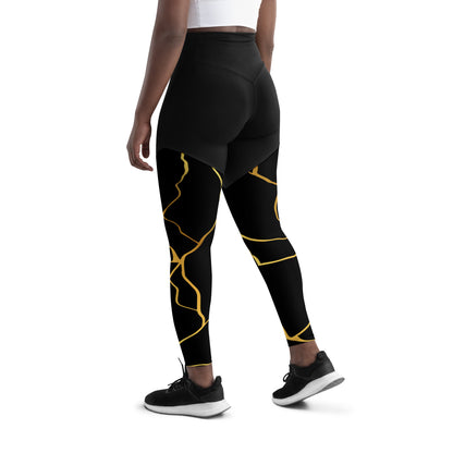 Prestige™ Black & Gold Sports & Fitness Leggings