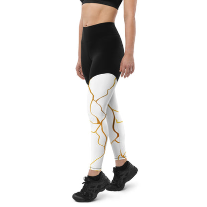 Legging de sport Prestige™ Blanc & Or Filament