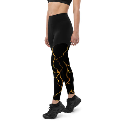 Prestige™ Black & Gold Sports & Fitness Leggings