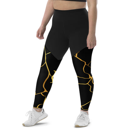 Prestige™ Black & Gold Sports & Fitness Leggings