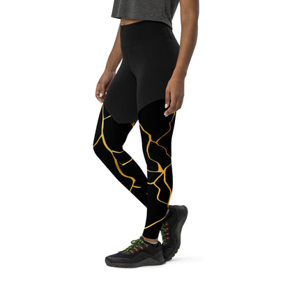 Prestige™ Black & Gold Sports & Fitness Leggings