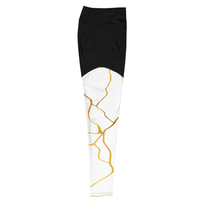 Legging de sport Prestige™ Blanc & Or Filament