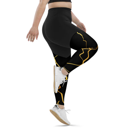 Prestige™ Black & Gold Sports & Fitness Leggings