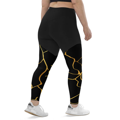 Prestige™ Black & Gold Sports & Fitness Leggings