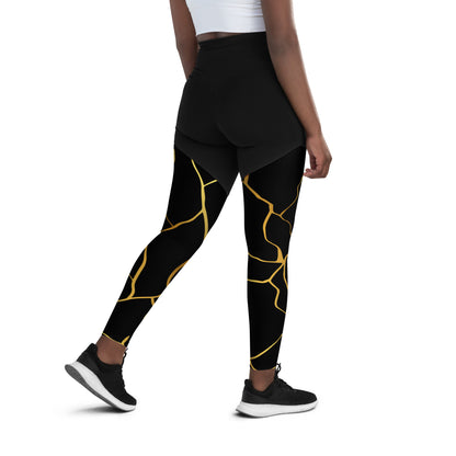 Prestige™ Black & Gold Sports & Fitness Leggings