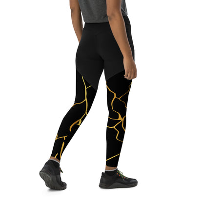 Prestige™ Black & Gold Sports & Fitness Leggings