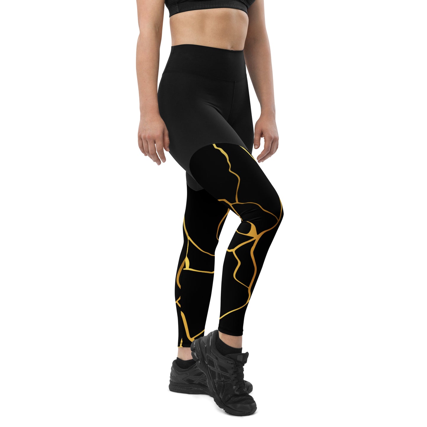 Prestige™ Black & Gold Sports & Fitness Leggings