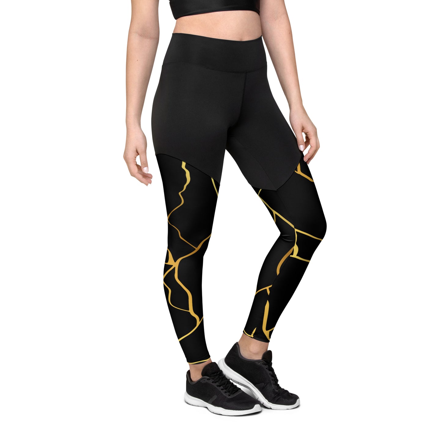 Prestige™ Black & Gold Sports & Fitness Leggings