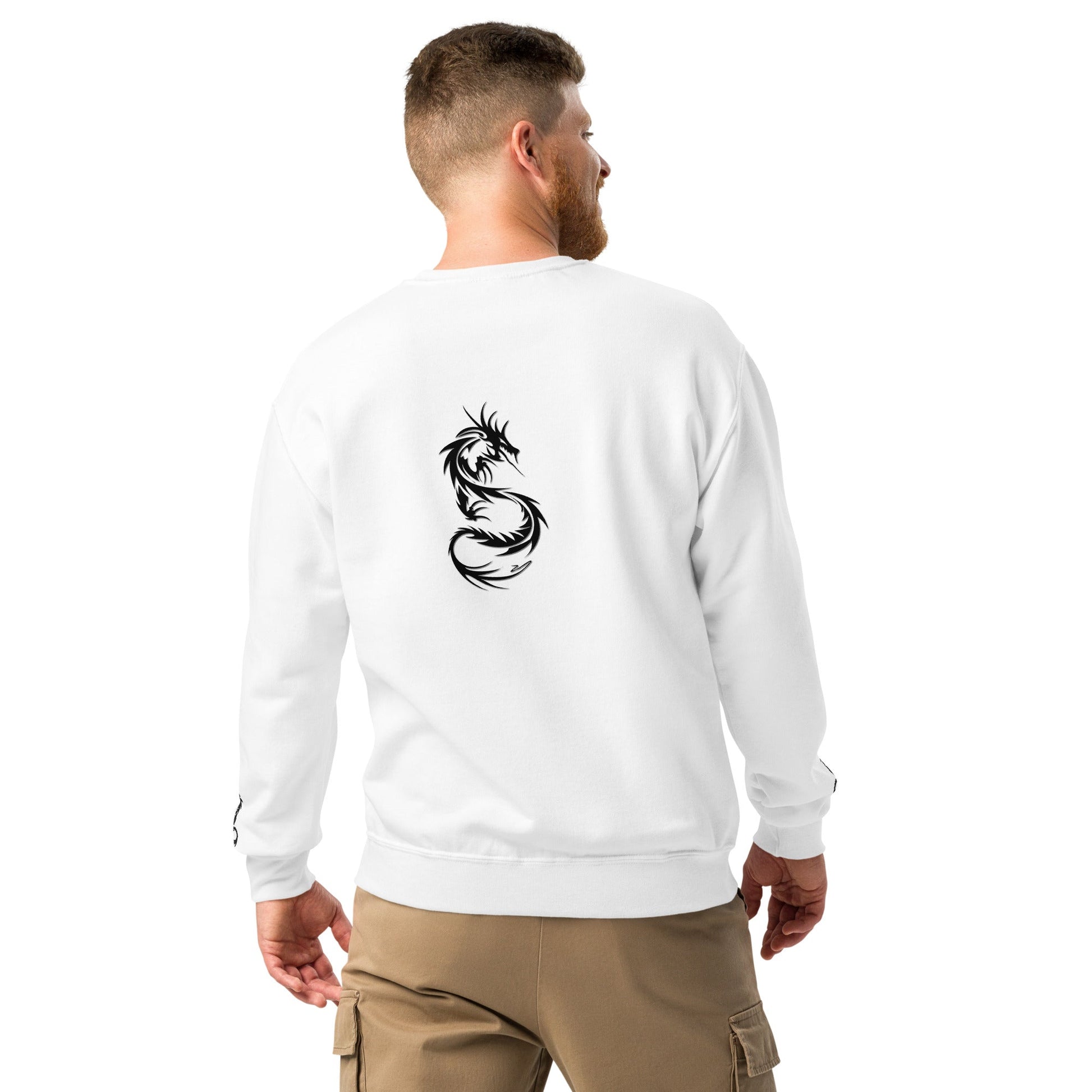 Sweat col rond unisexe Prestige™ Blanc & Noir "DRAGON" - Prestige SXM