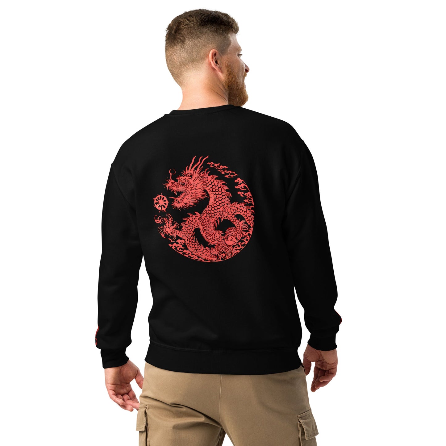 Sweat col rond unisexe Prestige™ Noir & Rouge "DRAGON" - Prestige SXM