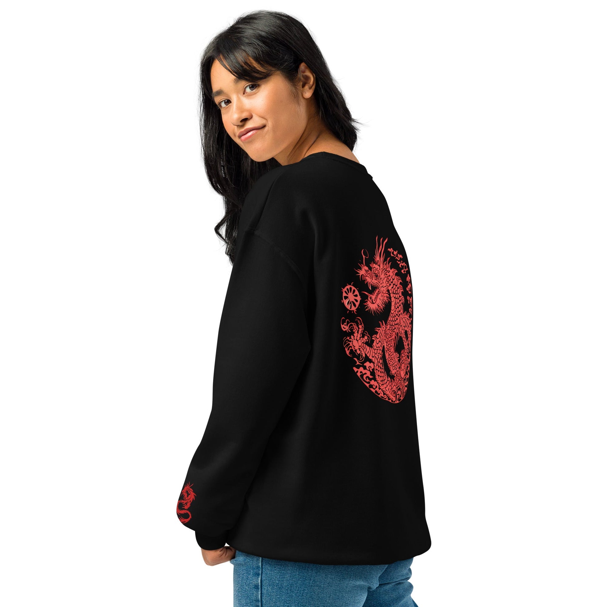 Sweat col rond unisexe Prestige™ Noir & Rouge "DRAGON" - Prestige SXM