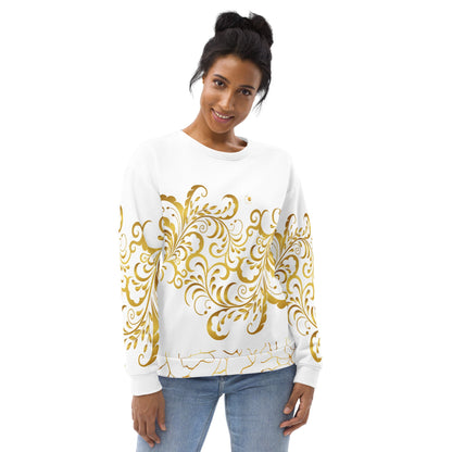 Sweat - Shirt Prestige™ Blanc et Or Unisexe Floraison - Prestige SXM