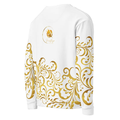 Sweat - Shirt Prestige™ Blanc et Or Unisexe Floraison - Prestige SXM