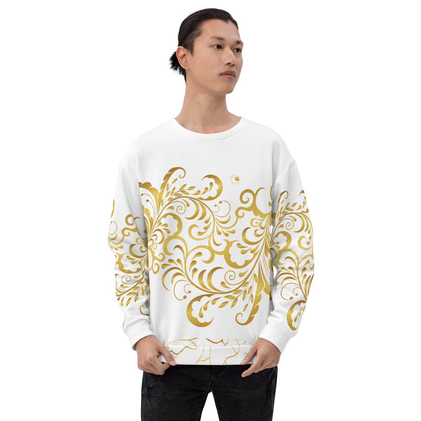 Sweat - Shirt Prestige™ Blanc et Or Unisexe Floraison - Prestige SXM