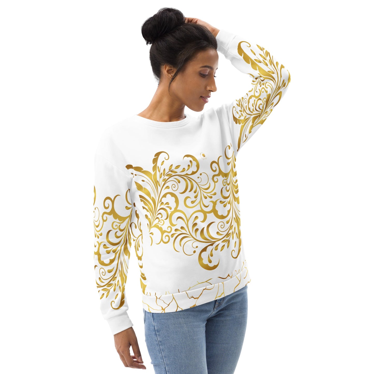 Sweat - Shirt Prestige™ Blanc et Or Unisexe Floraison - Prestige SXM