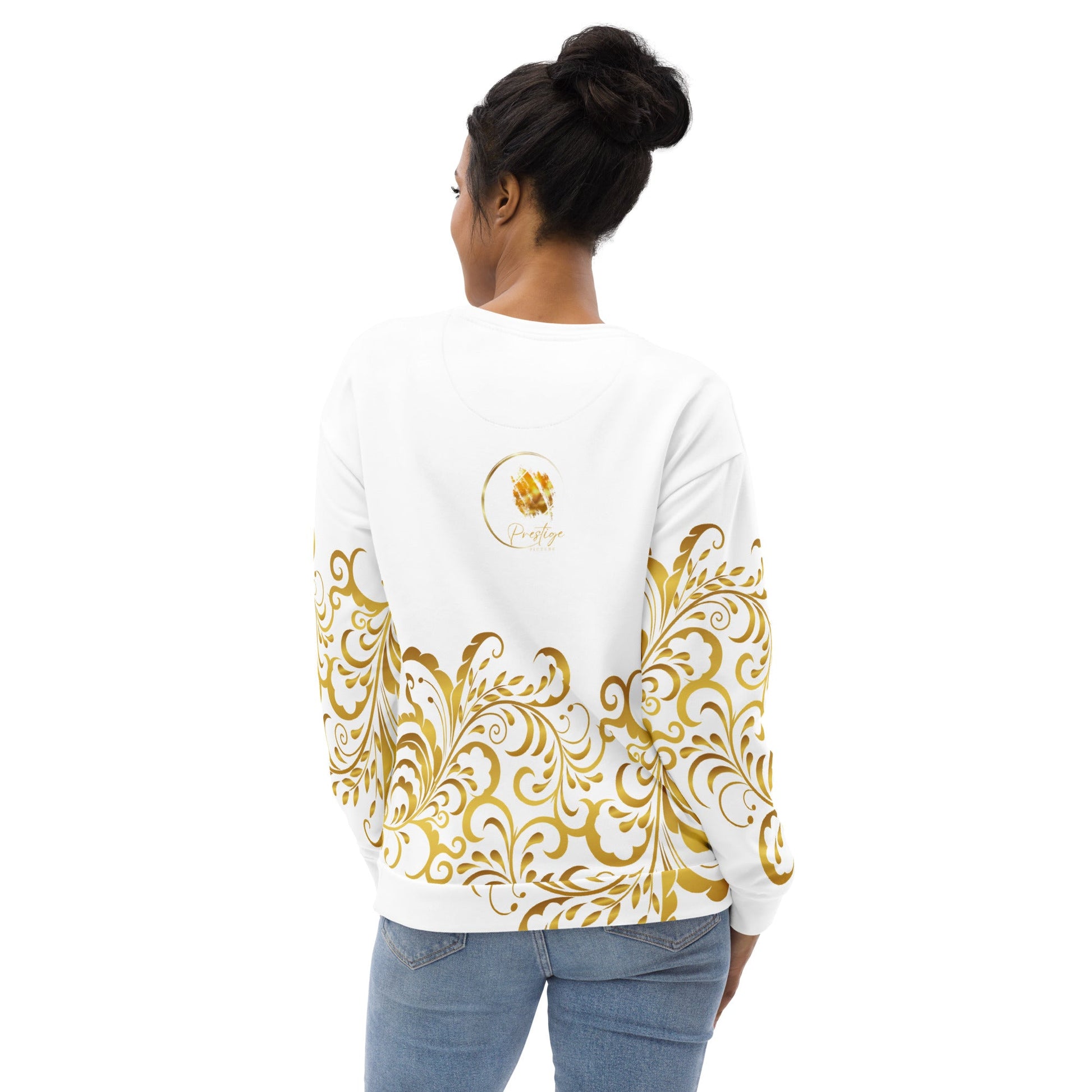 Sweat - Shirt Prestige™ Blanc et Or Unisexe Floraison - Prestige SXM