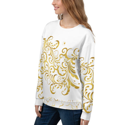 Sweat - Shirt Prestige™ Blanc et Or Unisexe Floraison - Prestige SXM