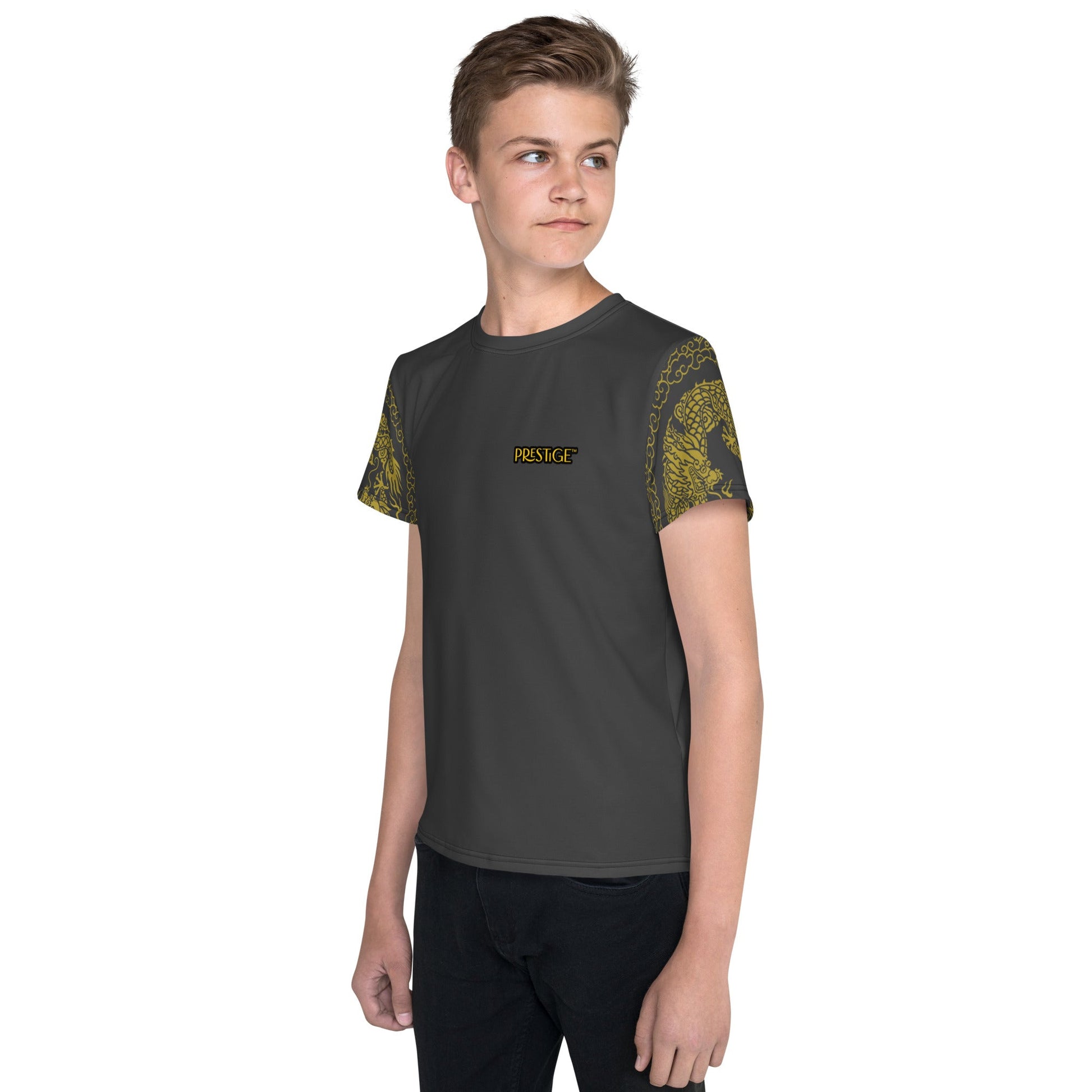 T-shirt col ras du cou adolescent unisexe Prestige™ Eclipse & Or "DRAGON TEAM PLAYER ONE" - Prestige SXM