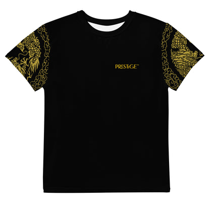 T-shirt col ras du cou adolescent unisexe Prestige™ Noir & Or "DRAGON TEAM PLAYER ONE" - Prestige SXM