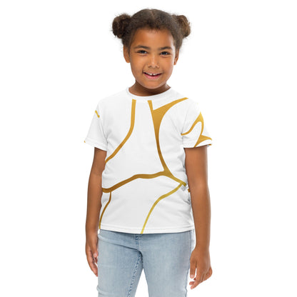 T-shirt col ras du cou enfant unisexe Prestige™ Blanc et Or Filament - Prestige SXM