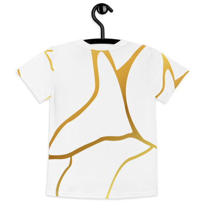 T-shirt col ras du cou enfant unisexe Prestige™ Blanc et Or Filament - Prestige SXM