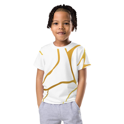 T-shirt col ras du cou enfant unisexe Prestige™ Blanc et Or Filament - Prestige SXM