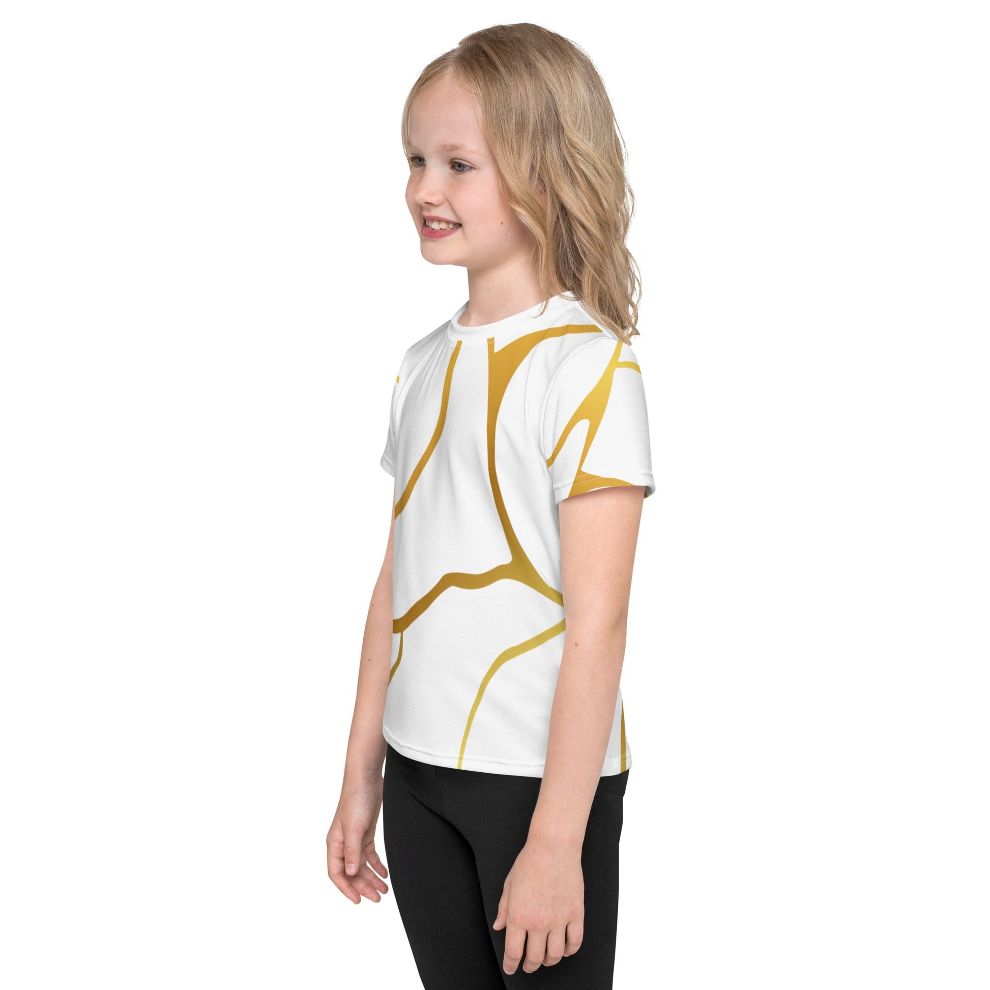 T-shirt col ras du cou enfant unisexe Prestige™ Blanc et Or Filament - Prestige SXM