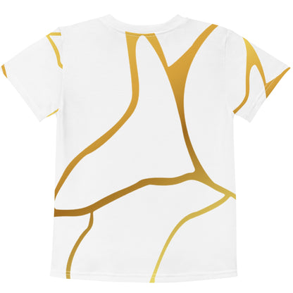 T-shirt col ras du cou enfant unisexe Prestige™ Blanc et Or Filament - Prestige SXM